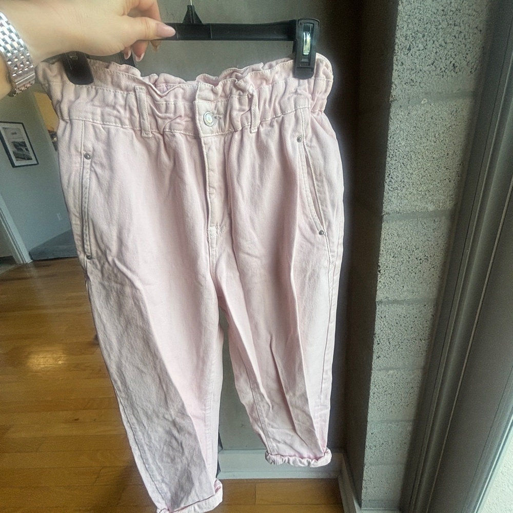 Zara Light Pink Gathered Waist Pants